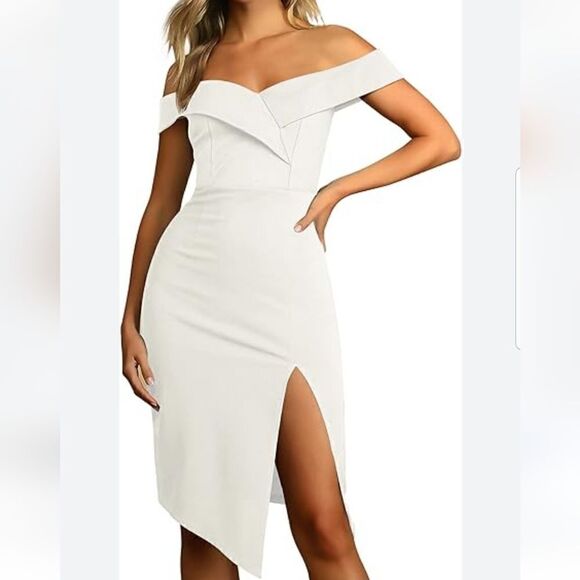 NWT Off The Shoulder Dresses Wedding Guest Cocktail Party Bodycon Split … - Picture 2 of 16